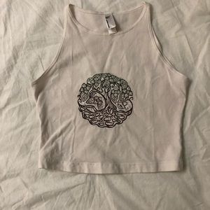 American apparel embroidered tree crop top